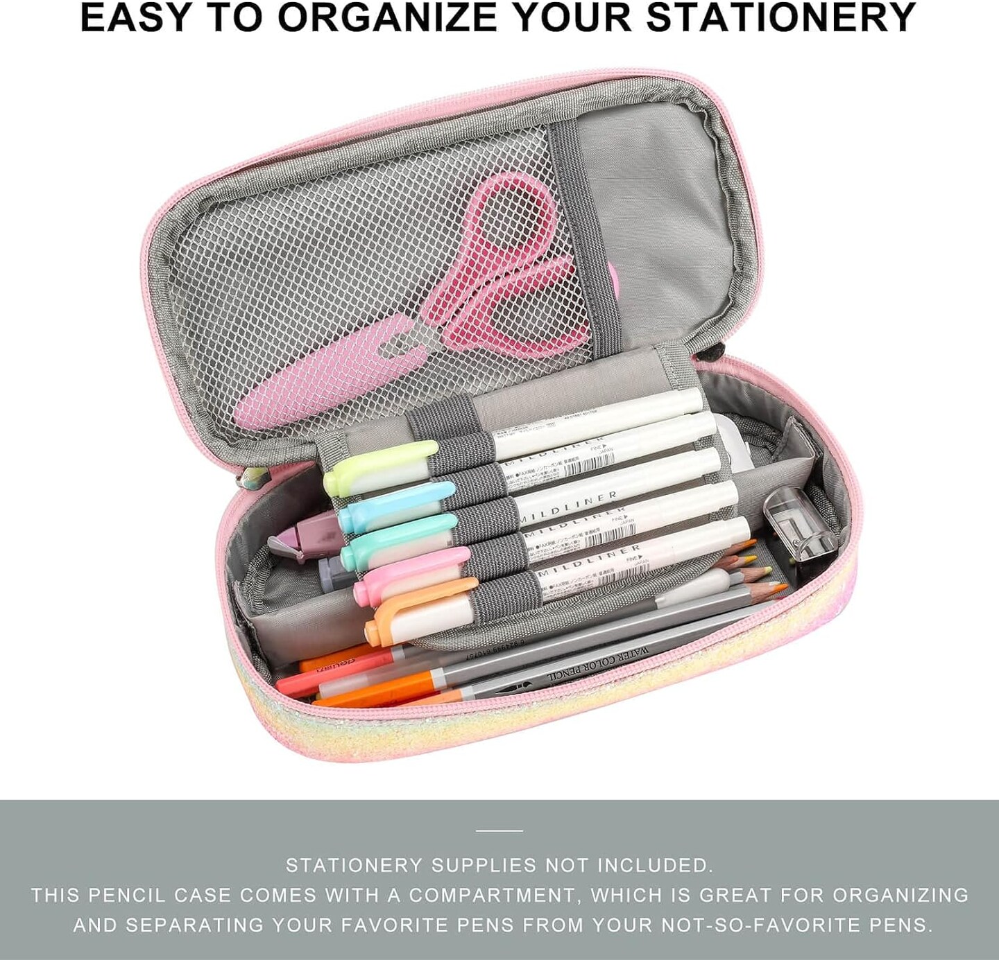 Girls Pencil Case for Kids, Pencil Pouch Boys Soft Rainbow Pen Box (Pink Blue Rainbow)