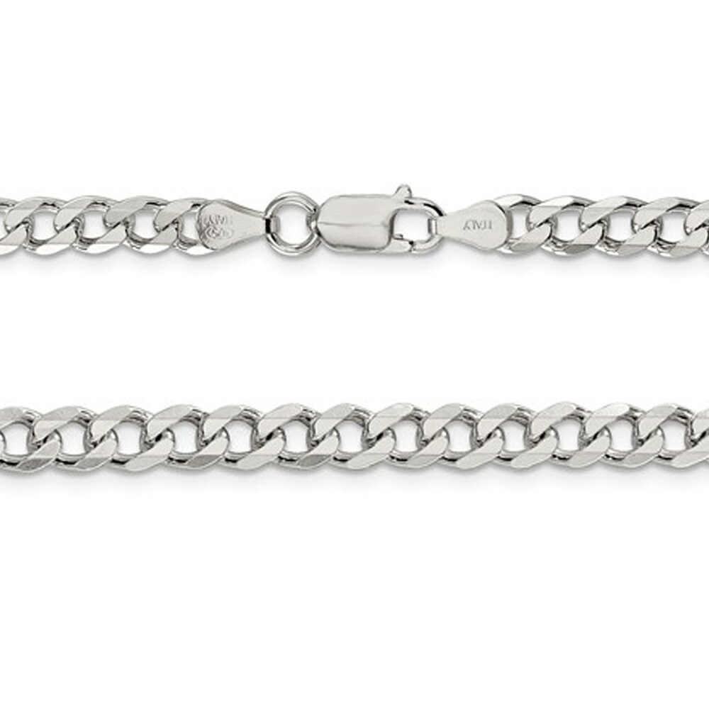 Gem And Harmony Curb Chain Bracelet in Sterling Silver 7 Inches (6.0mm)