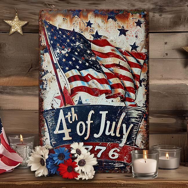 Primitive Americana Decor American Flag Sign Independence Day 4th