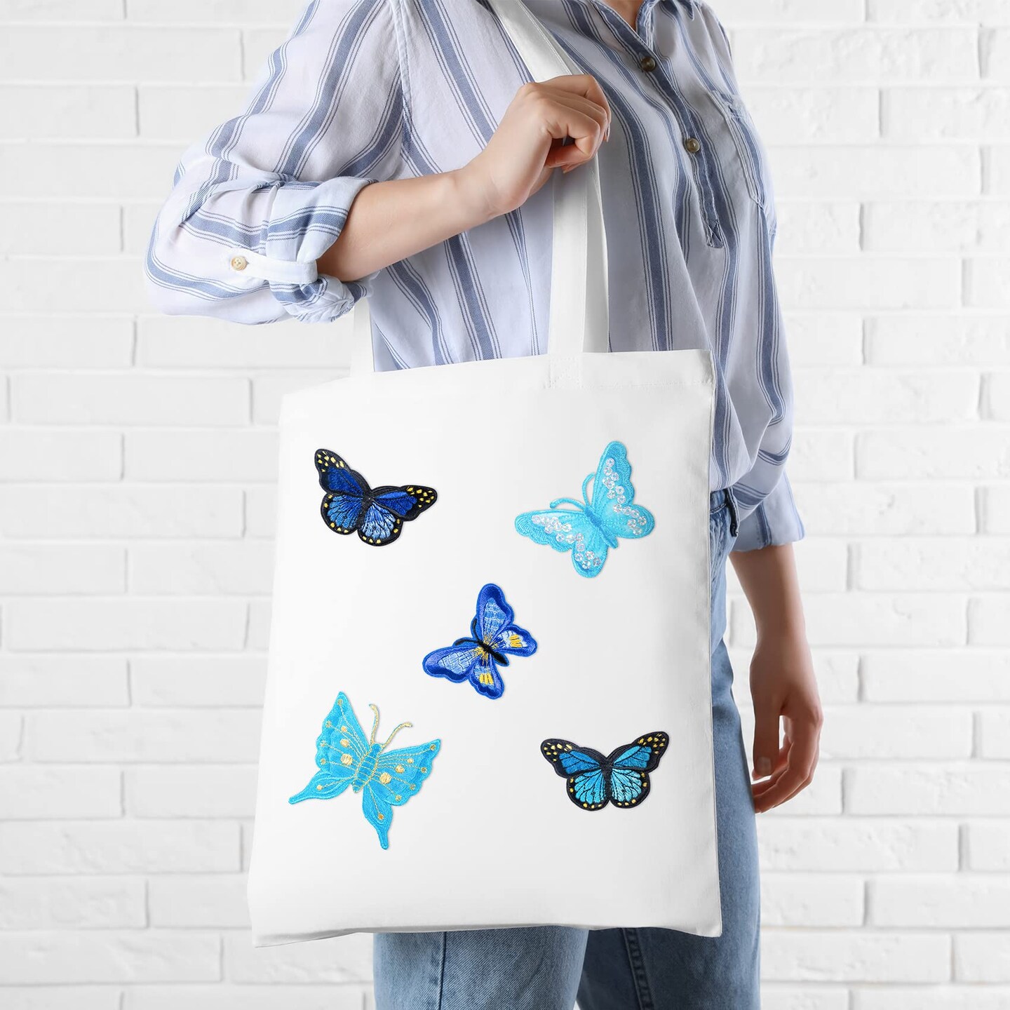 thumbnail image 2 of Pink Butterfly Embroidered Patch – Iron On / Sew On For Jeans, Jackets, Bags 2 of 6