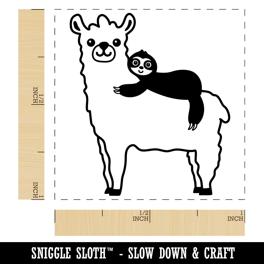 Llama And Sloth Best Friends Alpaca Self-inking Rubber Stamp Ink 