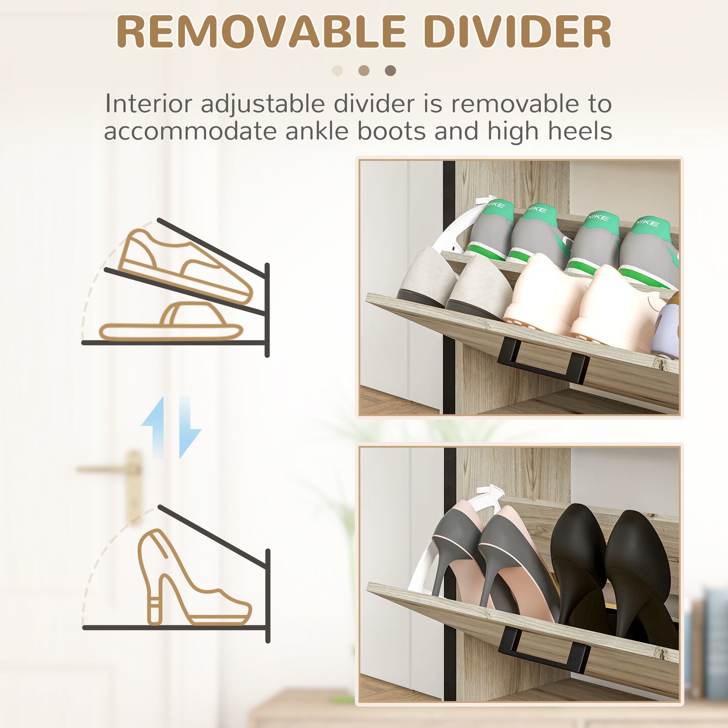 Shoe Cabinet with Flip Drawers - 48.4 | Maximize Shoe Storage