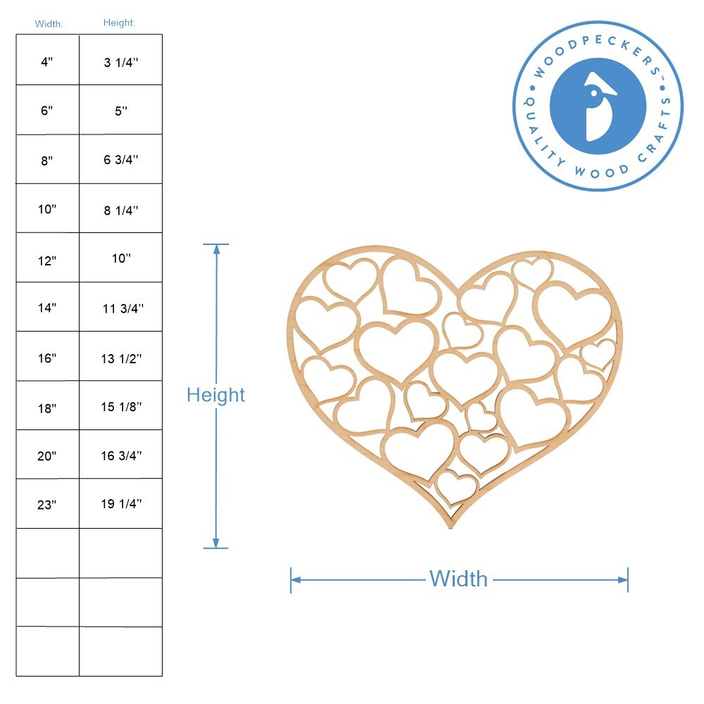 Detailed Heart Wood Cutout, From 4&#x201D;-23&#x201D;, Valentine Decor | Woodpeckers
