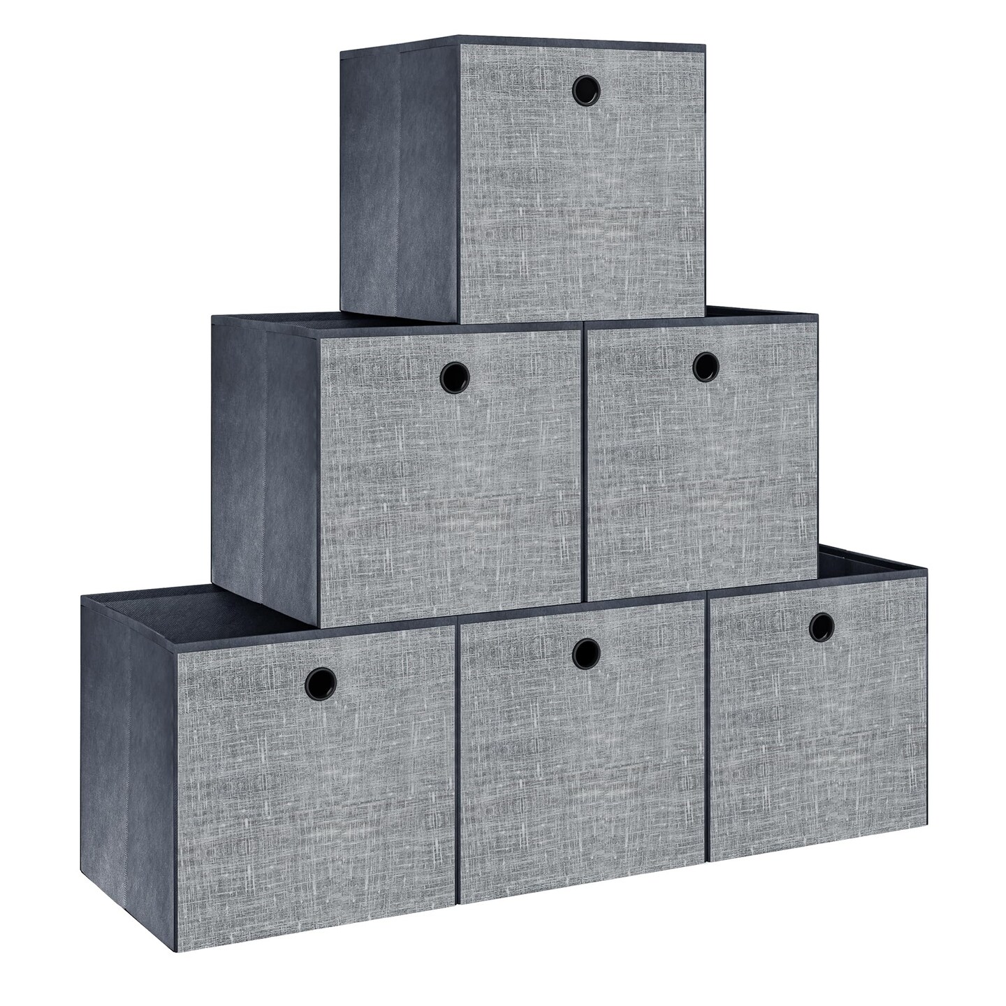 6 Pieces Storage Cubes, 11.8-Inch Foldable Cube Storage Bin with Handles,  Cube Storage Baskets for Organizing, Closet Organizers for Shelves, Bookcase, Grey SC07030W