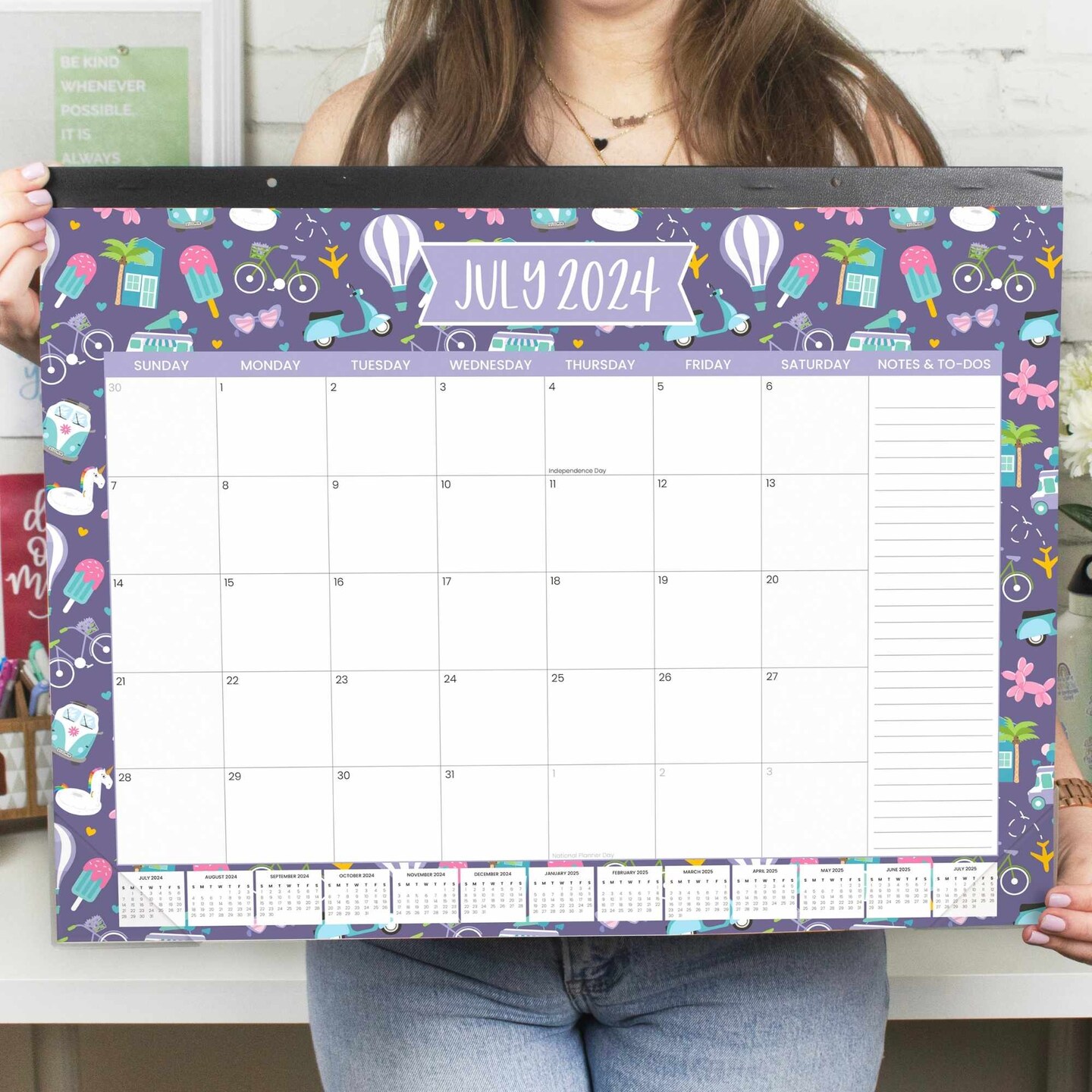 bloom daily planners 2024-25 Desk &#x26; Wall Calendar, 16&#x22; x 21&#x22;, Holiday Icons