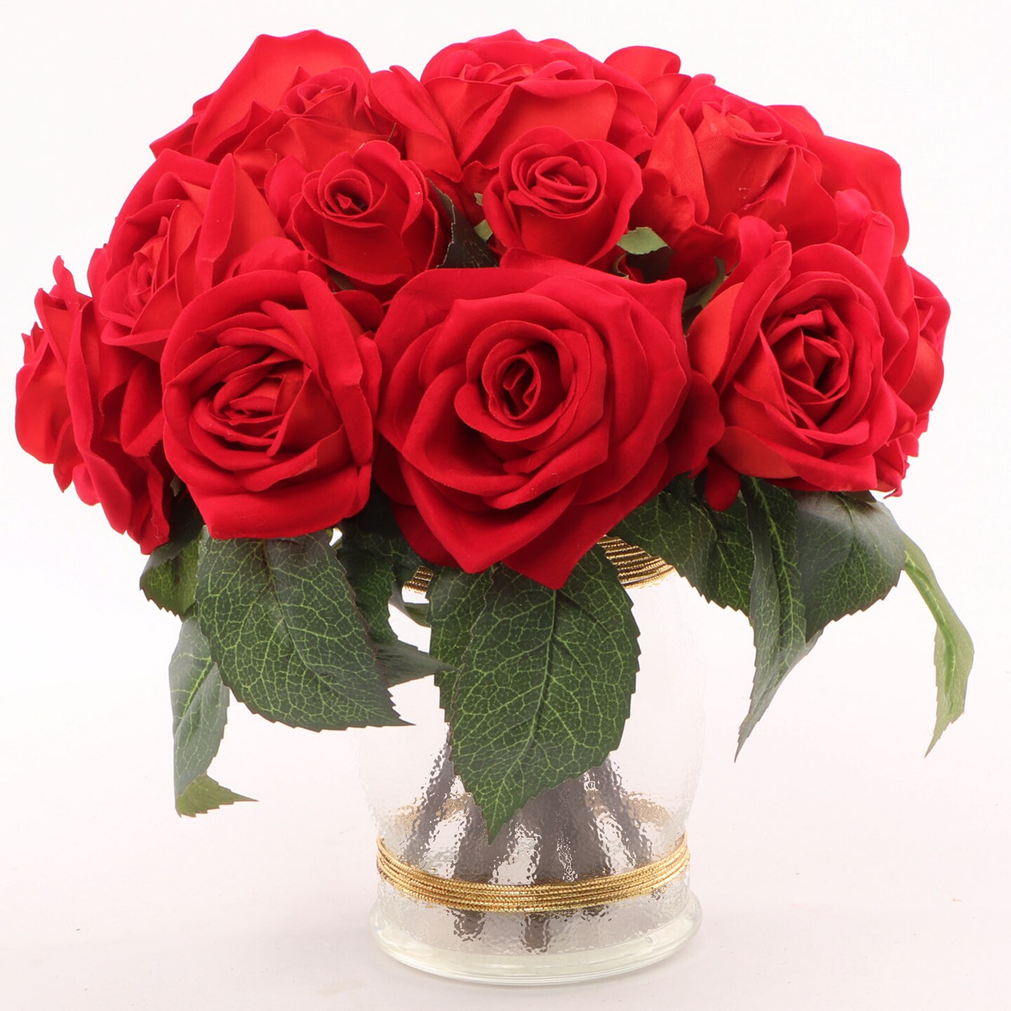 12-Pack: Red Velvet Rose Bouquet with 7 Silk Flowers &#x26; Foliage by Floral Home&#xAE;
