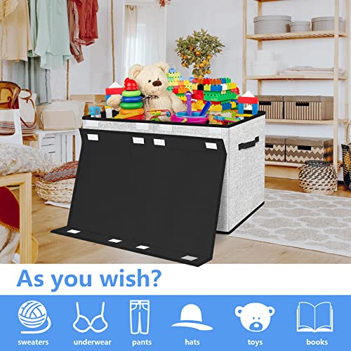 Large Toy Box Storage Chest for Girls Kids,Collapsible Toy Bin Organizer Basket with Lids for Blanket,Toys,Toddler,Nursery,Playroom (White)
