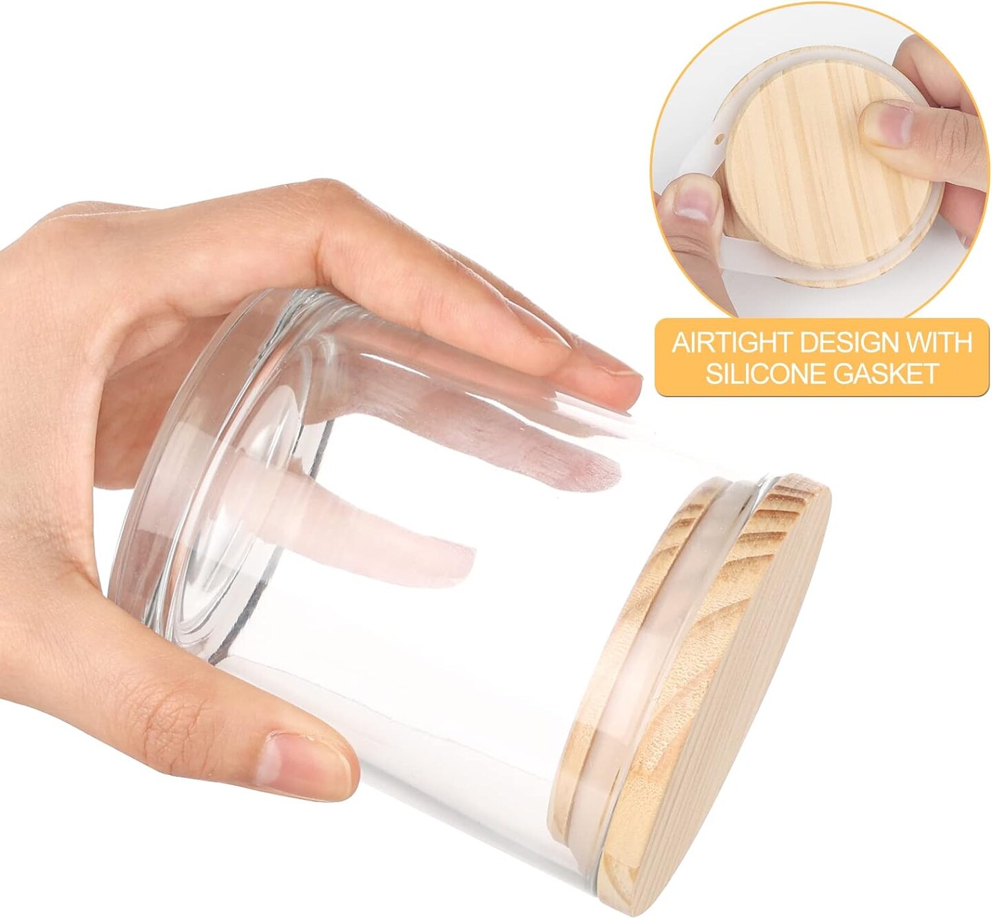 Thick Candle Jars for Making Candles 12 Pcs, 7 OZ Clear Empty Jars with Wood Lids for Spice Jars, Sample Container - Dishwasher Safe