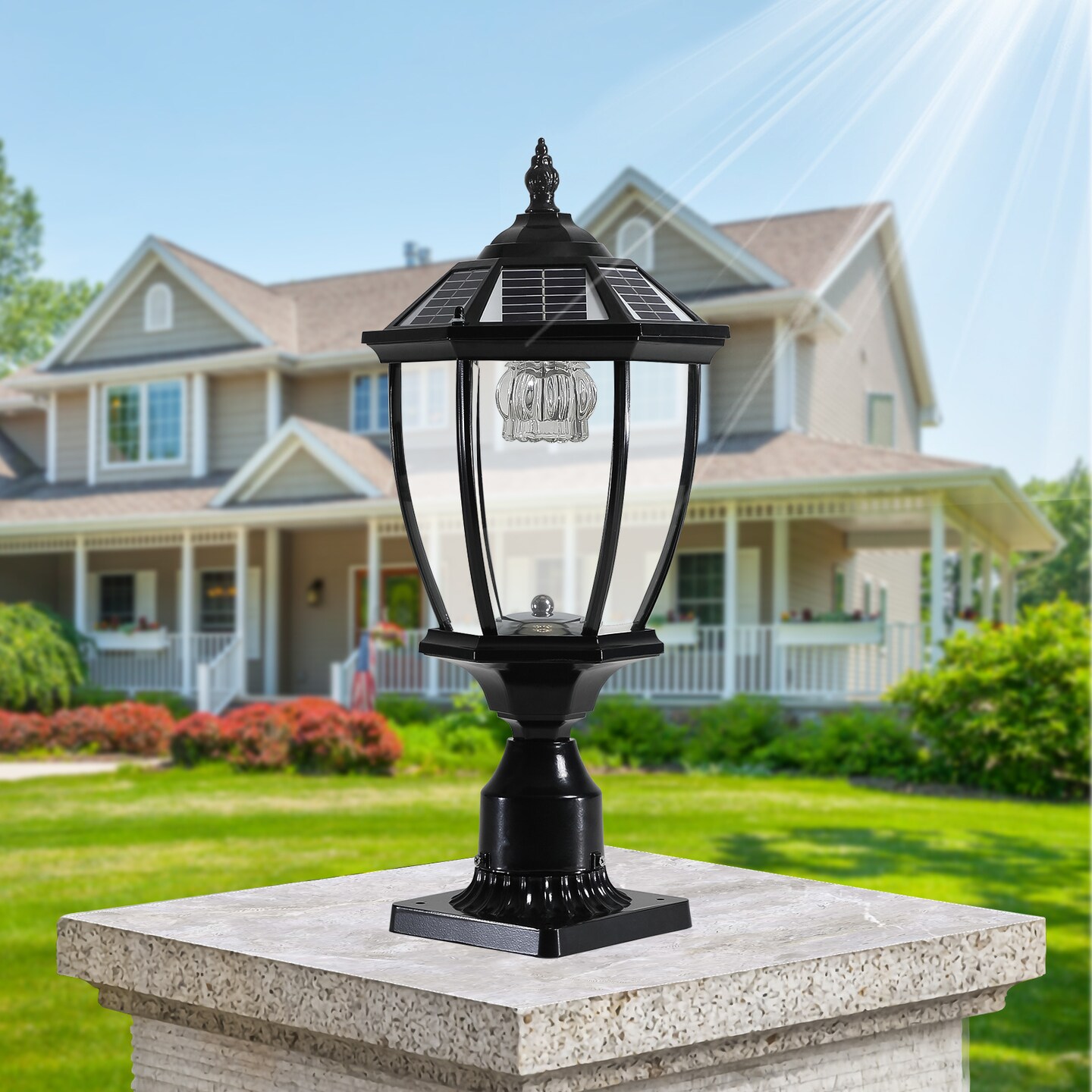 Dimmable LED Solar Column Headlights | Illuminate Outdoor Space