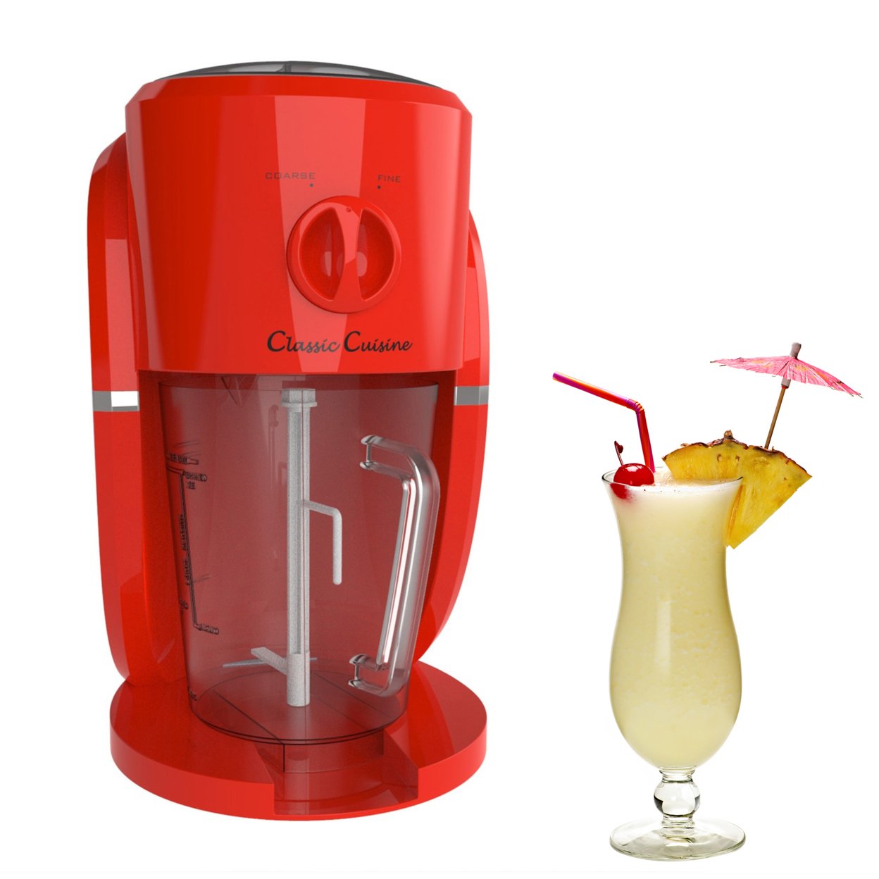 Classic Cuisine Frozen Drink Maker Mixer and Ice Crusher Machine for Margaritas Pina Coladas Daiquiris Shaved Ice Treats Pitcher