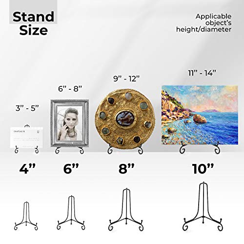 TR-LIFE Plate Stands for Display - 4 Inch Plate Holder Display Stand + Metal Easel Stand for Picture Frame, Decorative Plates, Book, Photo, Collectibles (2 Pack)