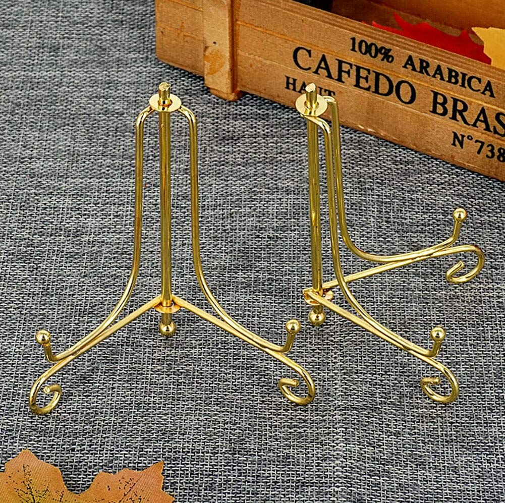 4 Inch Gold Iron Plate Stand Holder Easel Display Stand for Plate?Picture?Photo and More,4 pcs.