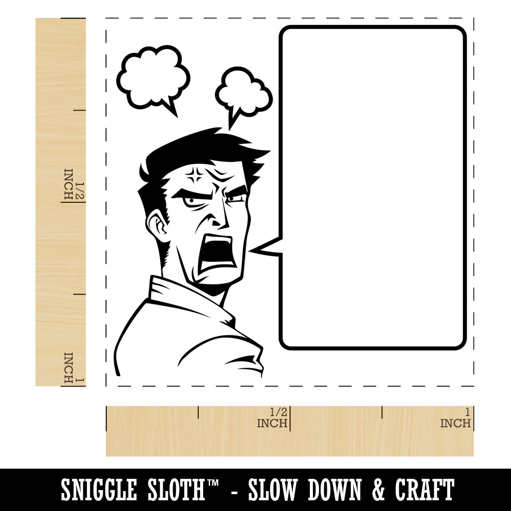 Angry Manga Man With Empty Speech Bubble Self-Inking Rubber Stamp Ink Stamper