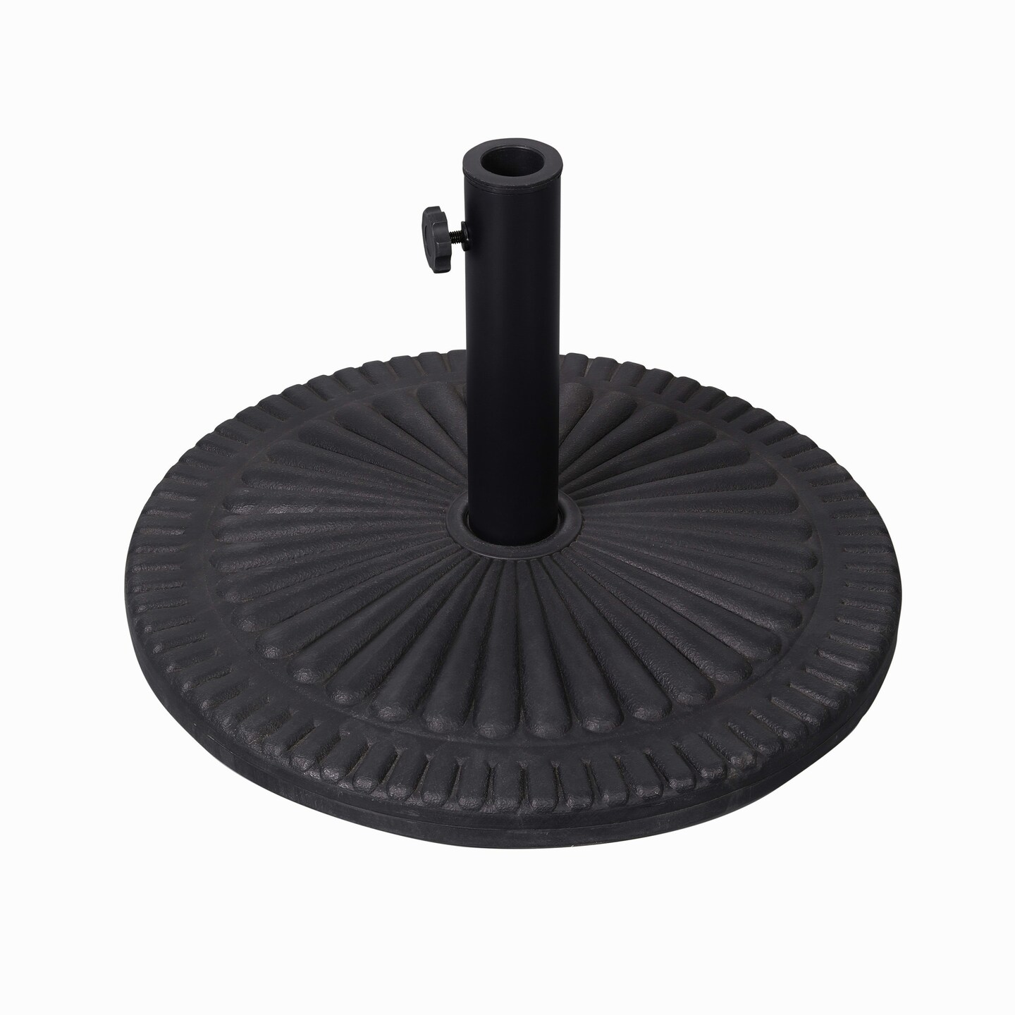Emma and Oliver Keegan 19.25&#x22; Diameter Universal Sunburst Pattern Cement Patio Umbrella Base with Weatherproof Plastic Polymer Coating