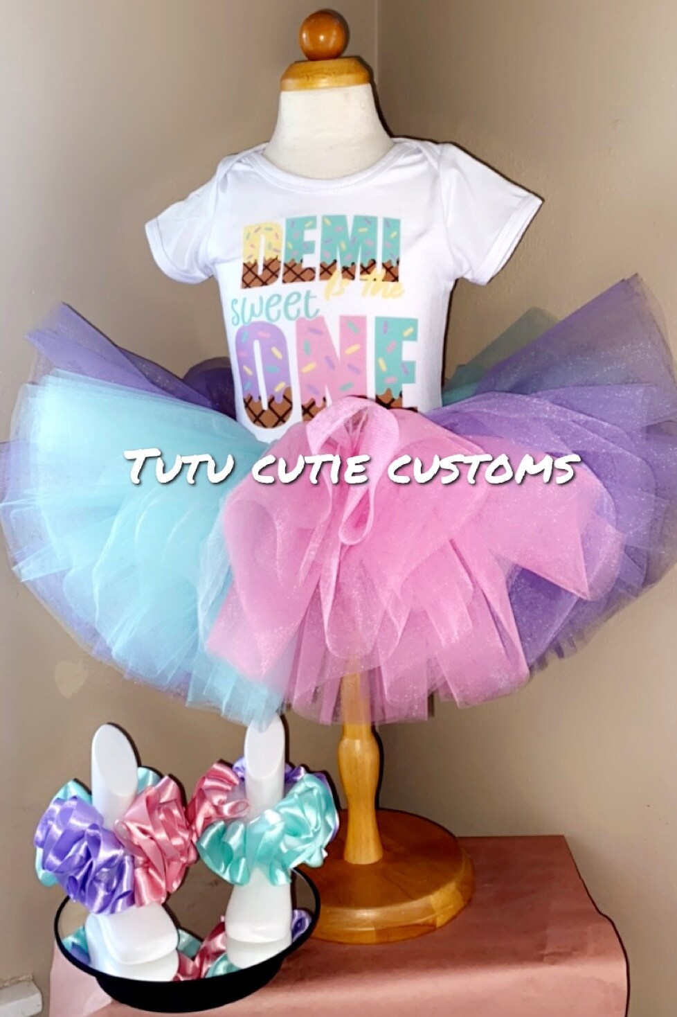 sweet one birthday dress Girl's Personalized Sweet One Ice Cream Birthday Top – Squishy Cheeks main image 0