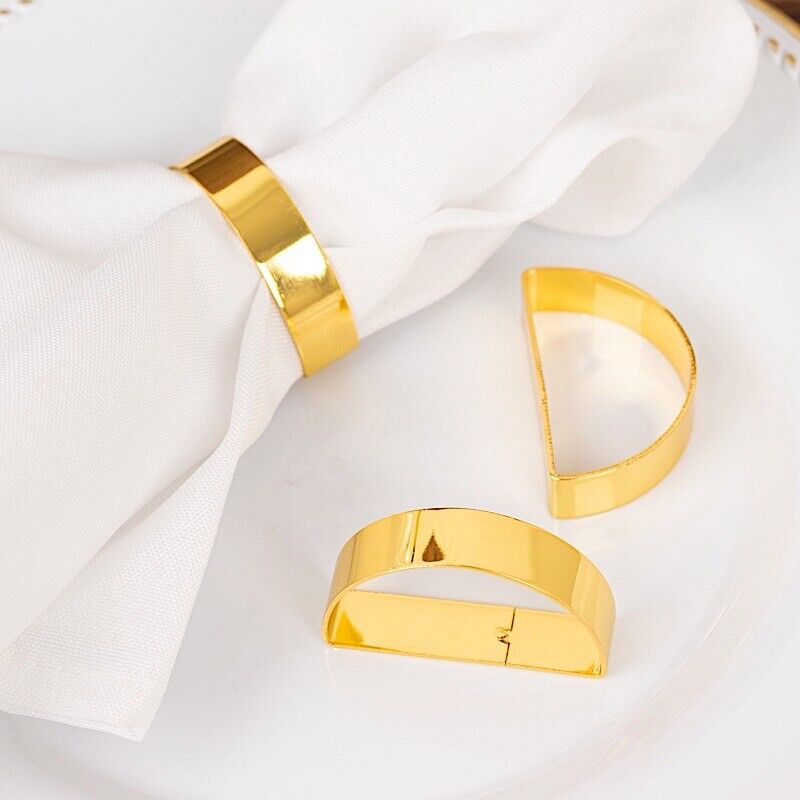 4 Gold 2&#x22; Semicircle D-Shaped NAPKIN RINGS