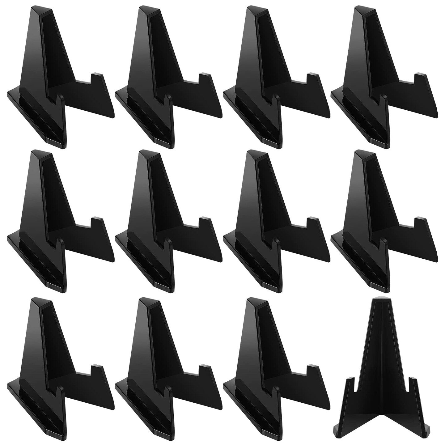 Yalikop 12 Packs Easel Stands Mini Coin Display Stand 2.17 x 1.65 Inch Easel Holder Card Stand for Display Black Display Stand for Collectibles Plastic Plate Display Holder for Medal Watches Picture