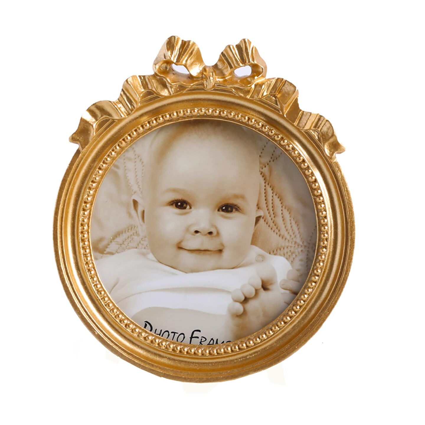 Kangce Picture Frames 3.5x3.5 Vintage Picture Frames Round Picture Frames Small Gold Picture Frames Wallet Size Picture Frames Ornate Picture Frames Antique Wall Decor with Embossed Beaded