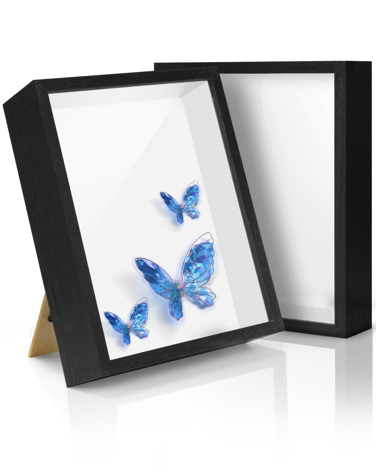 Shadow Boxes 8 x 10 in, 2 Pcs Black Shadow Boxes Frame, Tempered Glass Deep Photo Frame with 1.58 inches of Space for Displaying Photos, Keepsakes, Collectibles, etc&#x2026;