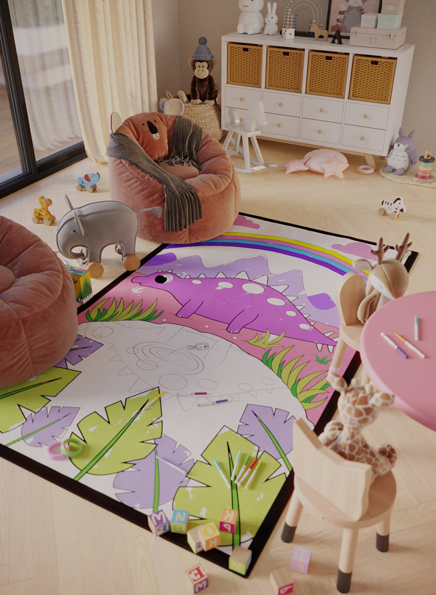 Easter Dinosaur Gift For Boys Coloring Rug Poster Markers Stegosaurus Placemat Coloring Poster Kids Activities Arts &#x26; Crafts Birthday Party