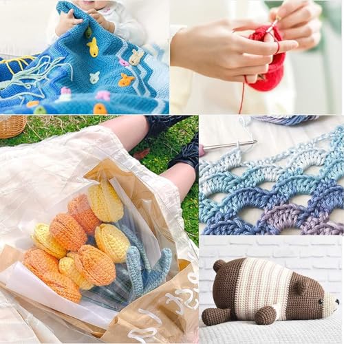 10 Pieces Knitting Needles Crochet Hook - Multicolor Ergonomic Crochet Hooks Set - Rubber Handled Aluminum Crochet Hooks - Small Crochet Hooks Knitting Kit for Beginners Crochet Kit for Crocheting Yarn