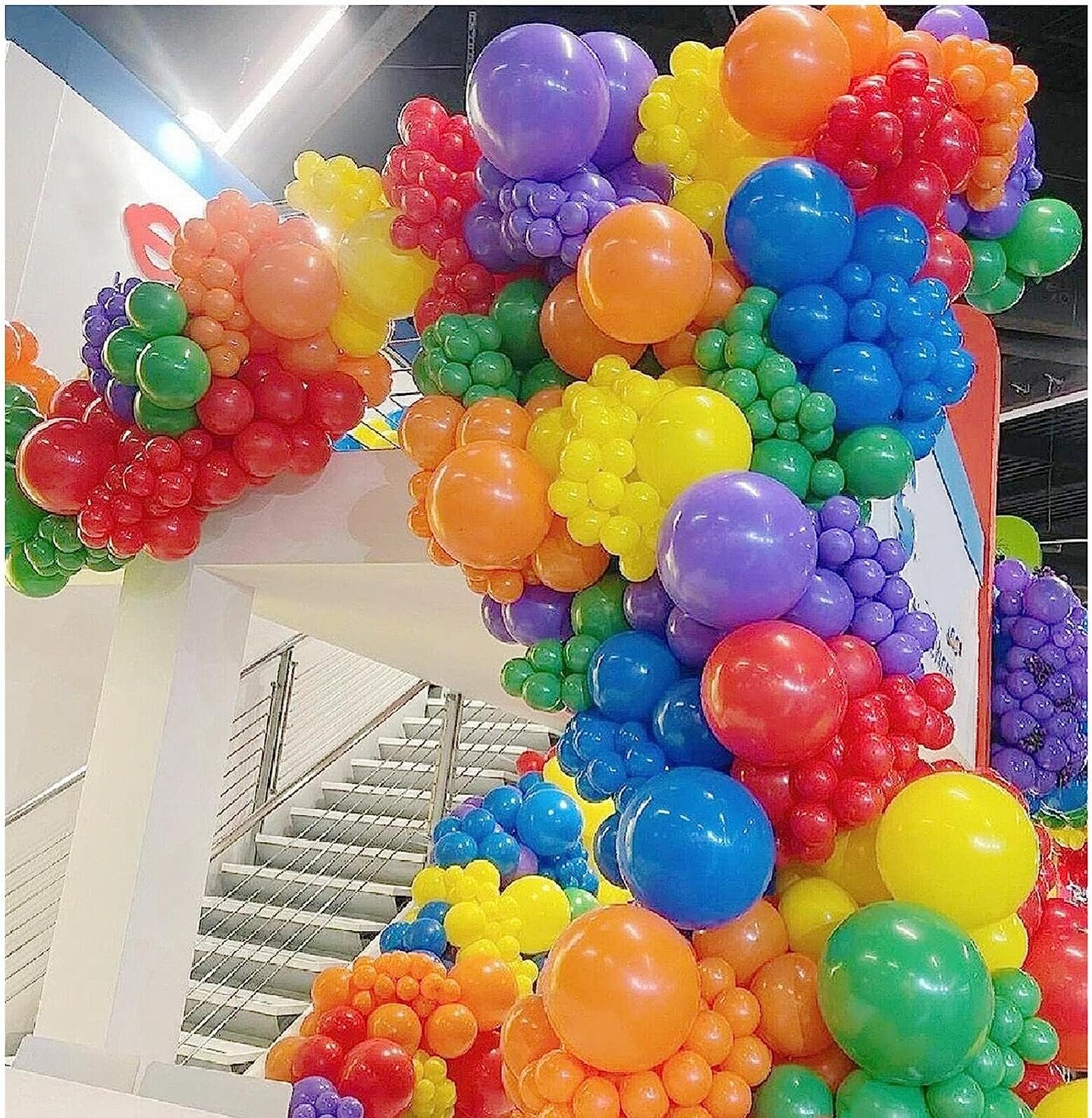 412pcs Rainbow Balloon Arch Kit Assorted Colors 18 12 10 5 Inch, Different Sizes Matte Latex Colorful Balloons for Baby Shower Birthday Wedding Party Decorations