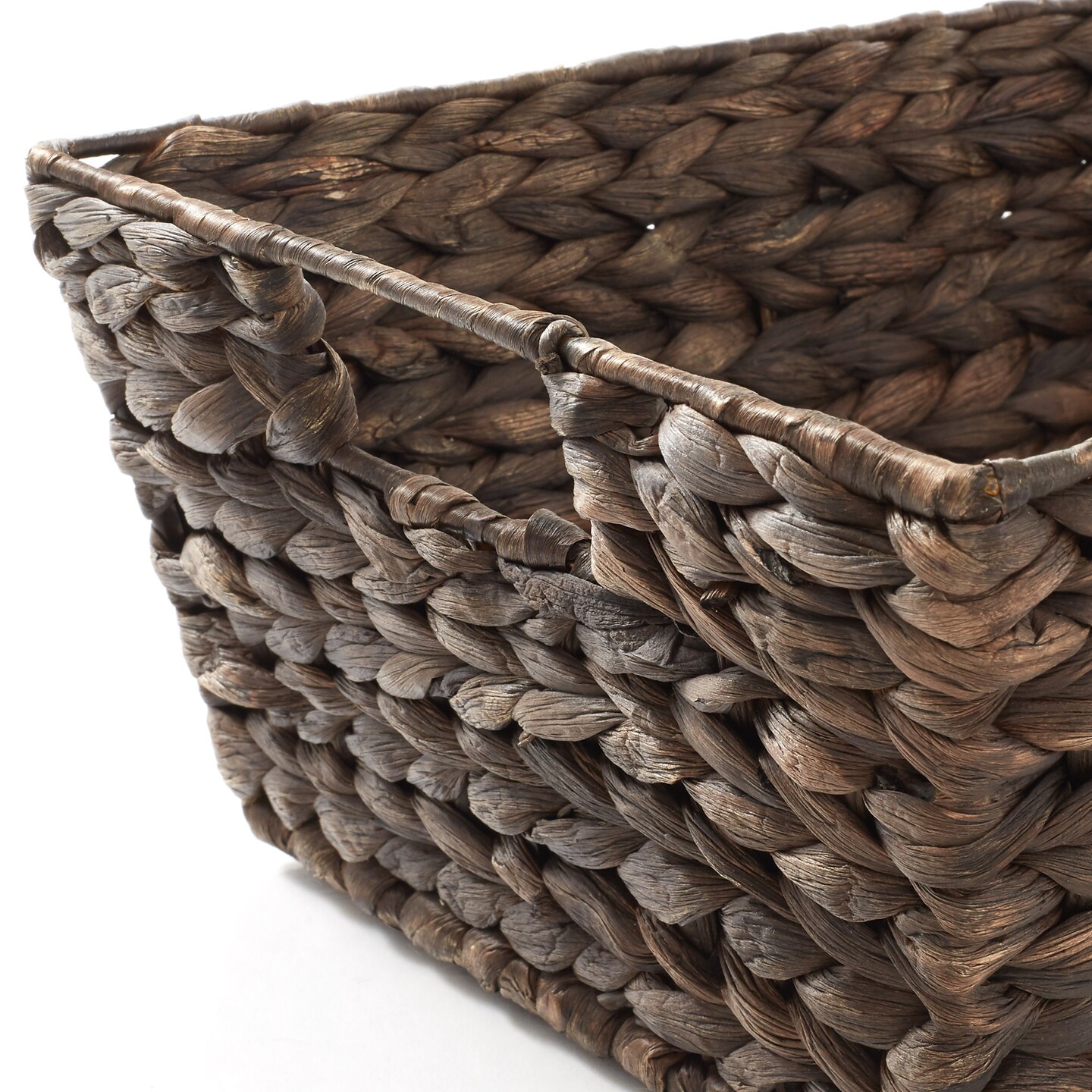 Casafield Set of 2 Water Hyacinth Seagrass Pantry Baskets with Handles, Chalkboard Labels, and Marker, Wide Woven Storage Bin Organizers for Kitchen