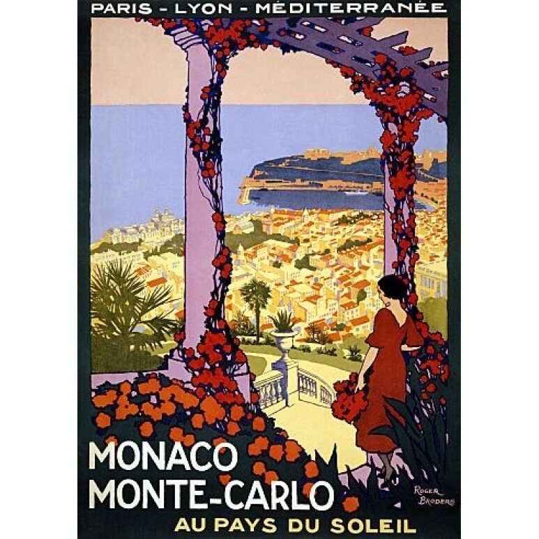 Monaco Monte Carlo Au Pays Du Soleil Travel Poster Print (24 X 36)