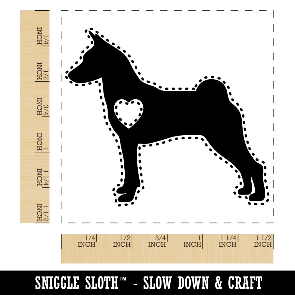 Basenji Dog with Heart Self-Inking Rubber Stamp Ink Stamper