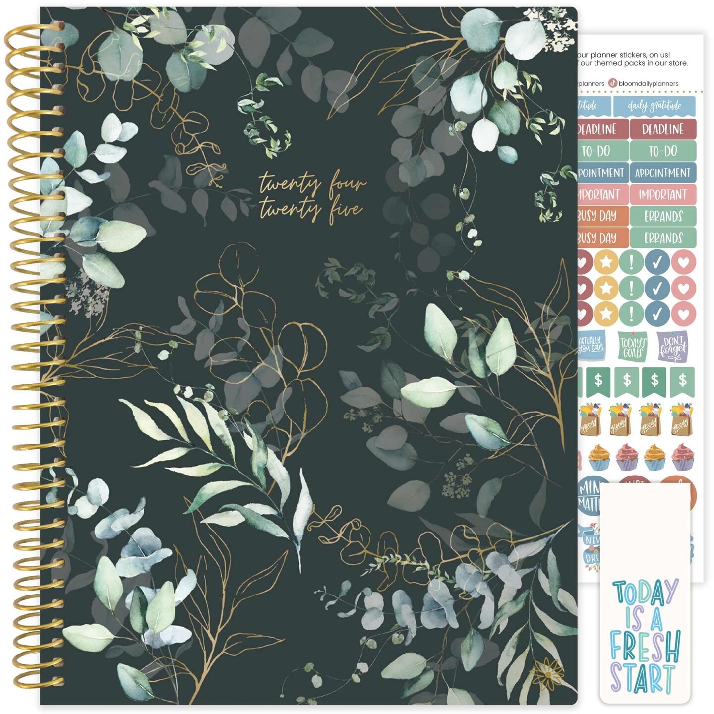 bloom daily planners 2024-25 Soft Cover Planner, 8.5" x 11", Eucalyptus, Green