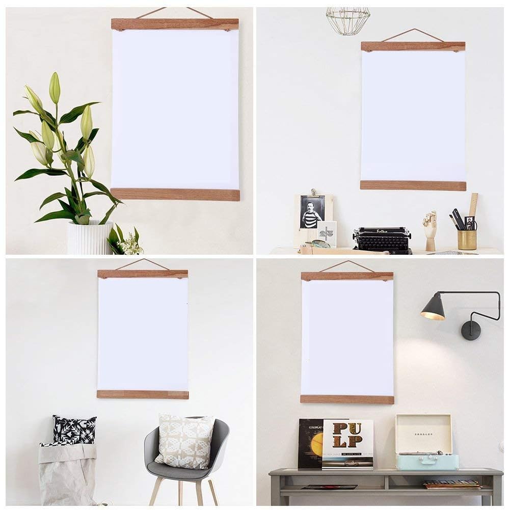 8" Magnetic Poster Frame, Wooden Photo Frame, Picture Artwork Canvas Hanger, for Home Decoration Wall, Upgraded Version Magnetic Teak Wood (Size:21cm/8.27inch)