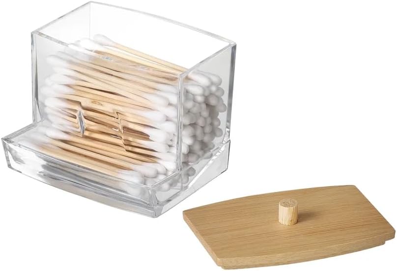 3 Pack- 10oz Bamboo Qtip Organizer for Cotton Ball, Swabs &#x26; Floss!