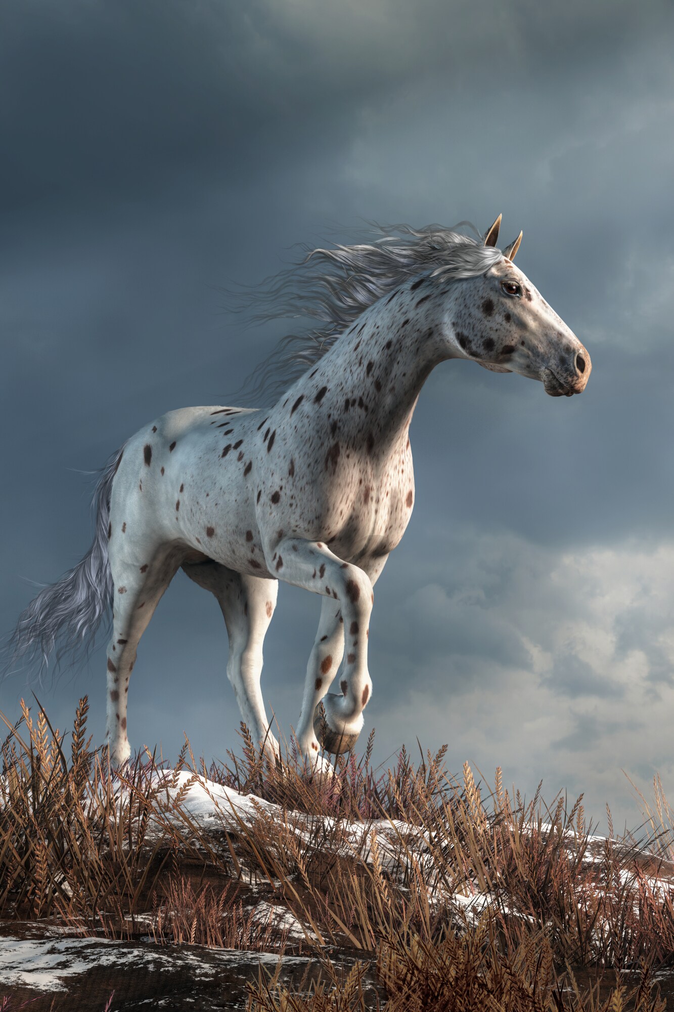 Wild Appaloosa in Winter - Print - Horse Themed Art