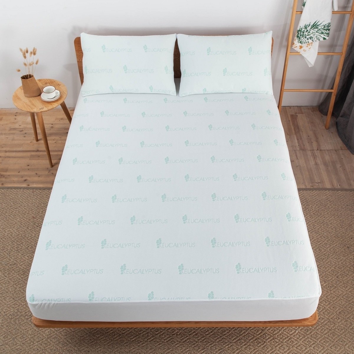 Bibb Home Eucalyptus Infused Waterproof Mattress Pad Queen Size Soft Comfort
