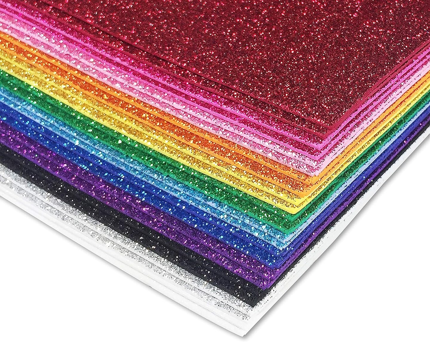 36 Pack Glitter Foam Sheets, 9 x 12 Inch, Assorted 12 Colors, for Arts and Crafts, 36 Sheets