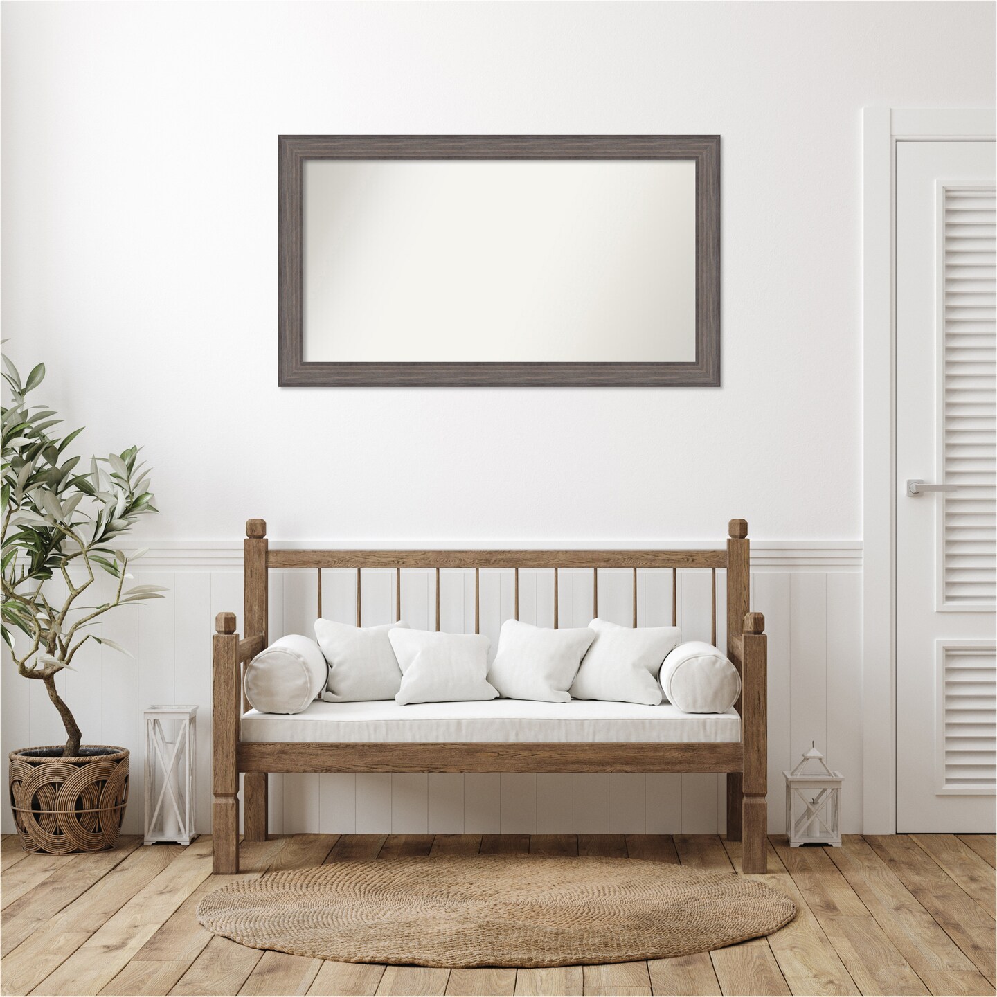 Country Barnwood Non-Beveled Custom Framed Bathroom Vanity Wall Mirror