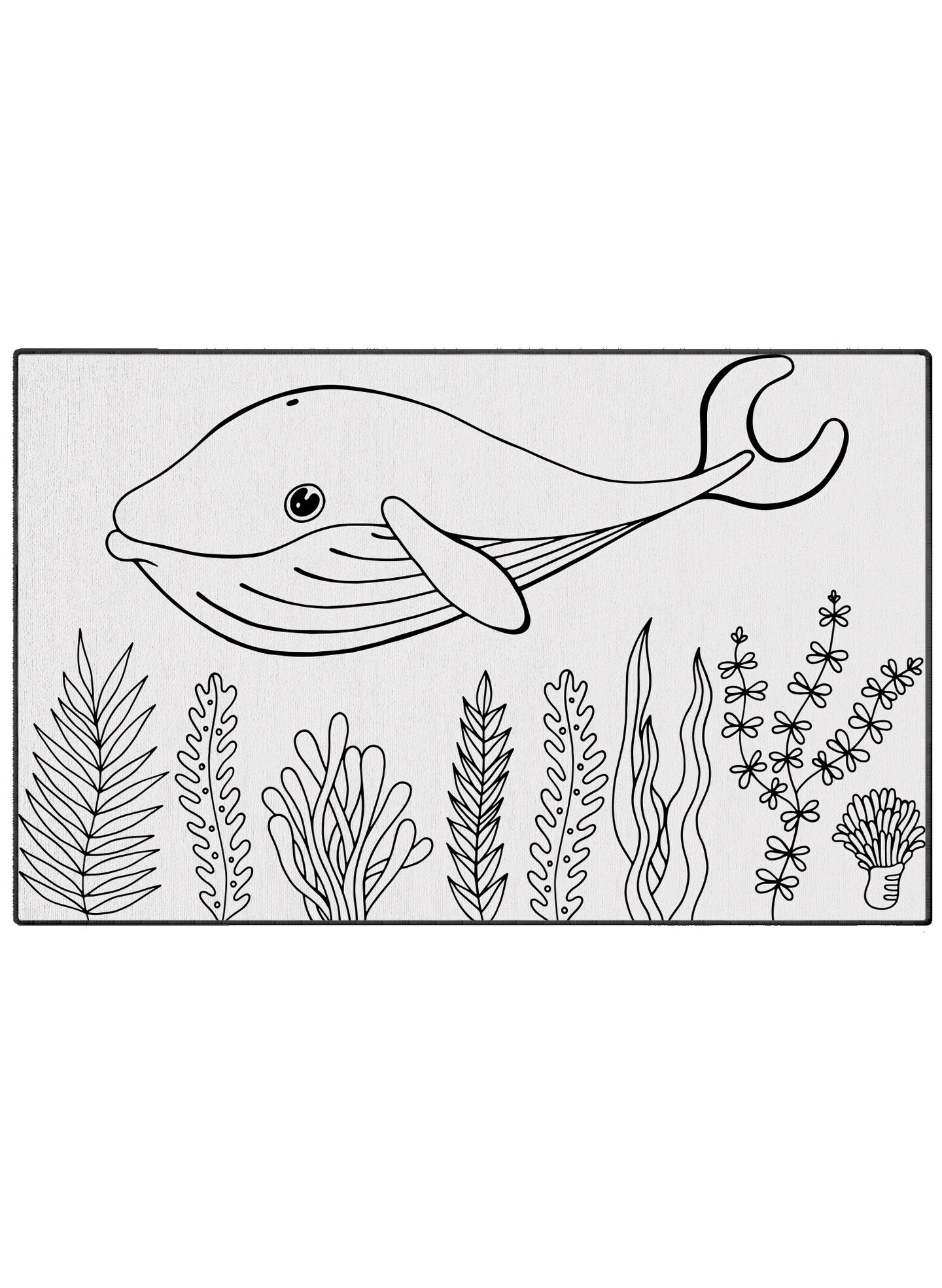 Kids Activities Coloring Ocean Decor Washable Rug &#x26; Markers Playroom Art Whale Underwater Aquarium Sea Animals Kids Rugs Coloring Book Pages