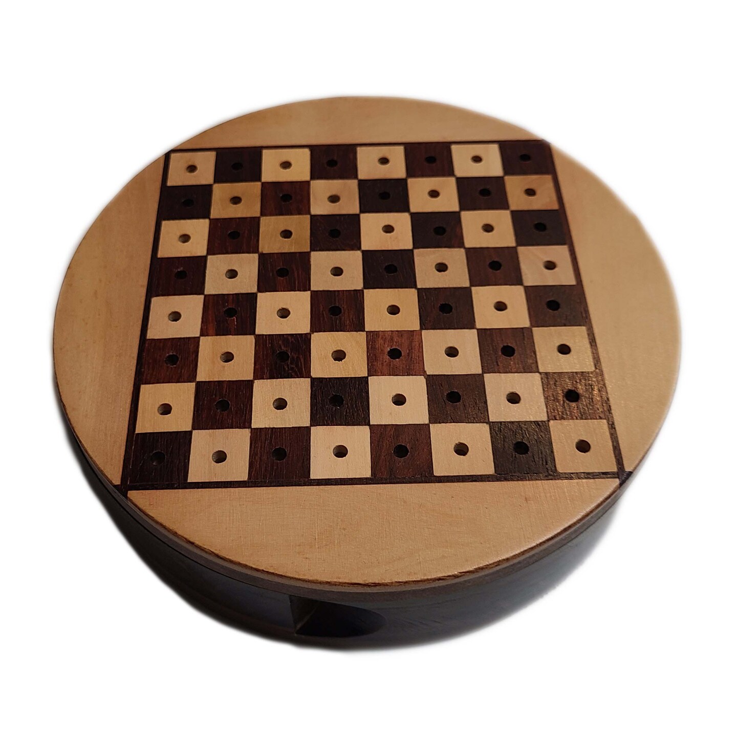 WE Games Round Wooden Travel Chess Set with Pegged Chess Pieces &#xFFFD; 6 inches