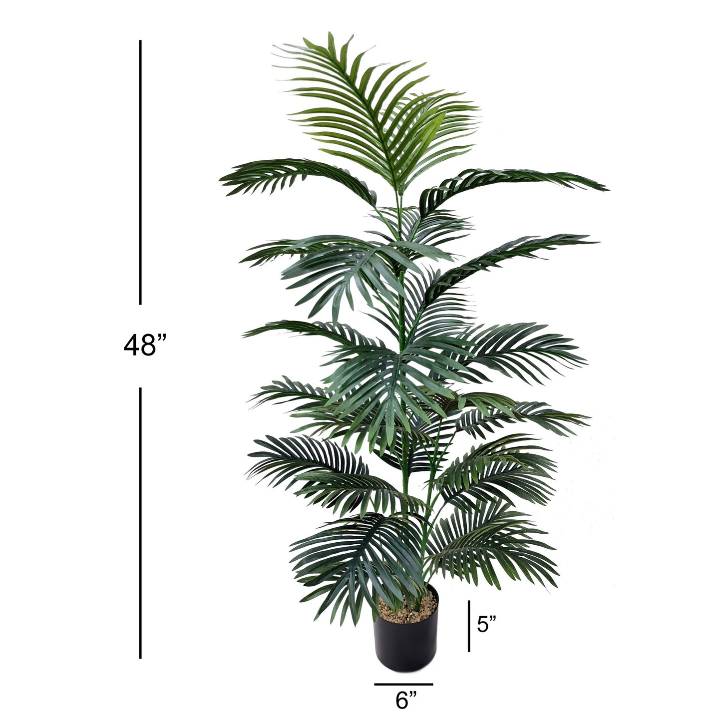 2-Pack: 4ft Areca Palm Tree in Black Pot with Silk Leaves, Floral Home by Artificial Flowers