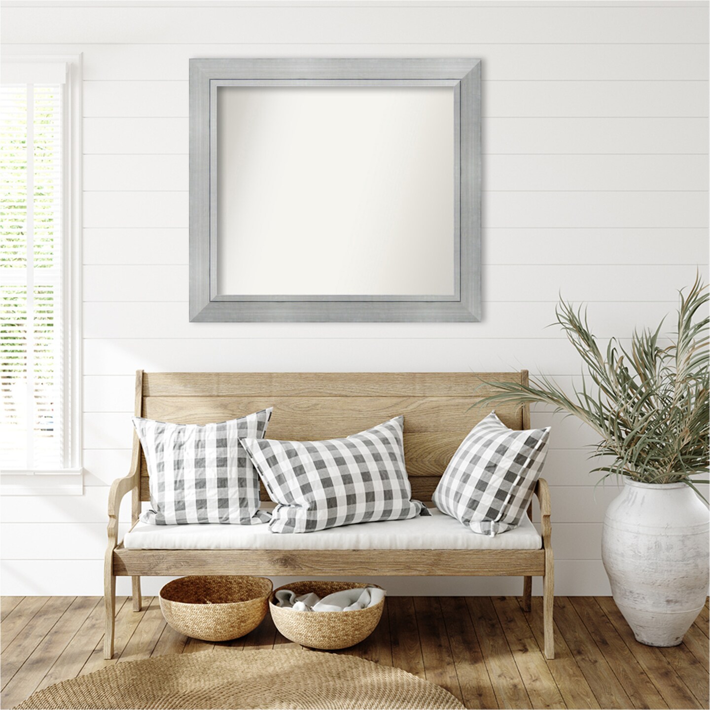Romano Silver Non-Beveled Custom Framed Bathroom Vanity Wall Mirror