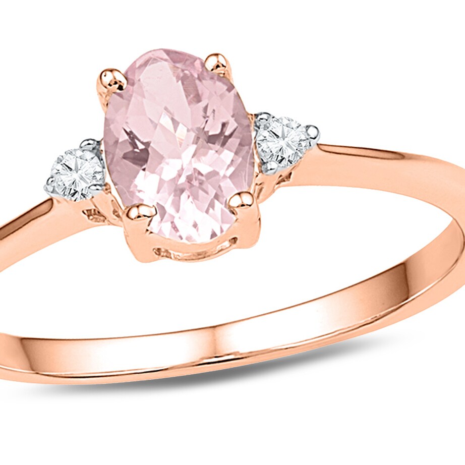 Gem And Harmony 5/8 Carat (ctw) Lab-Created Morganite Ring in 10K Rose Pink Gold