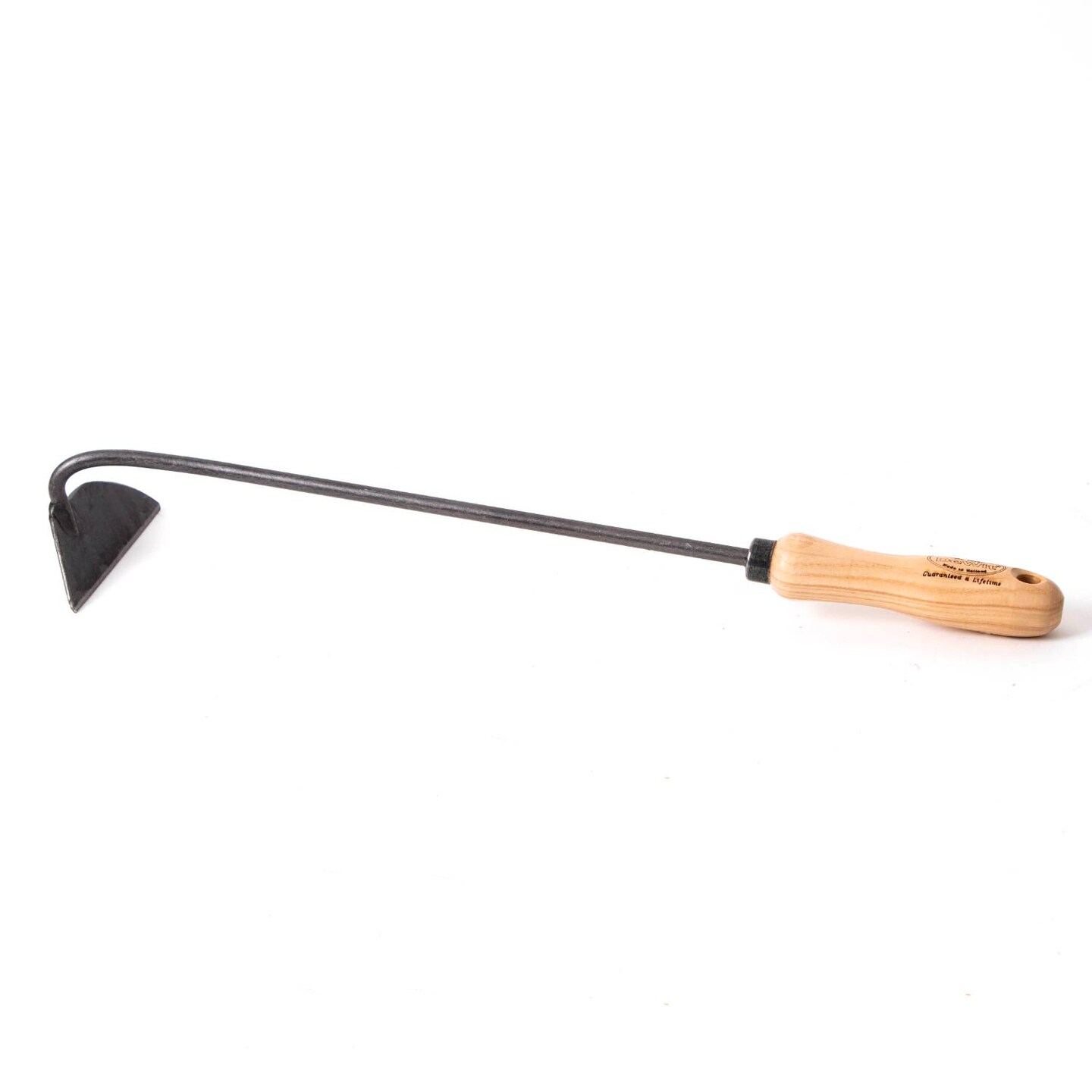 DeWit Left Hand Dutch Hand Hoe - Slices Weeds with Tempered Boron Steel Blade, Ash Wood Handle, 18 inches long