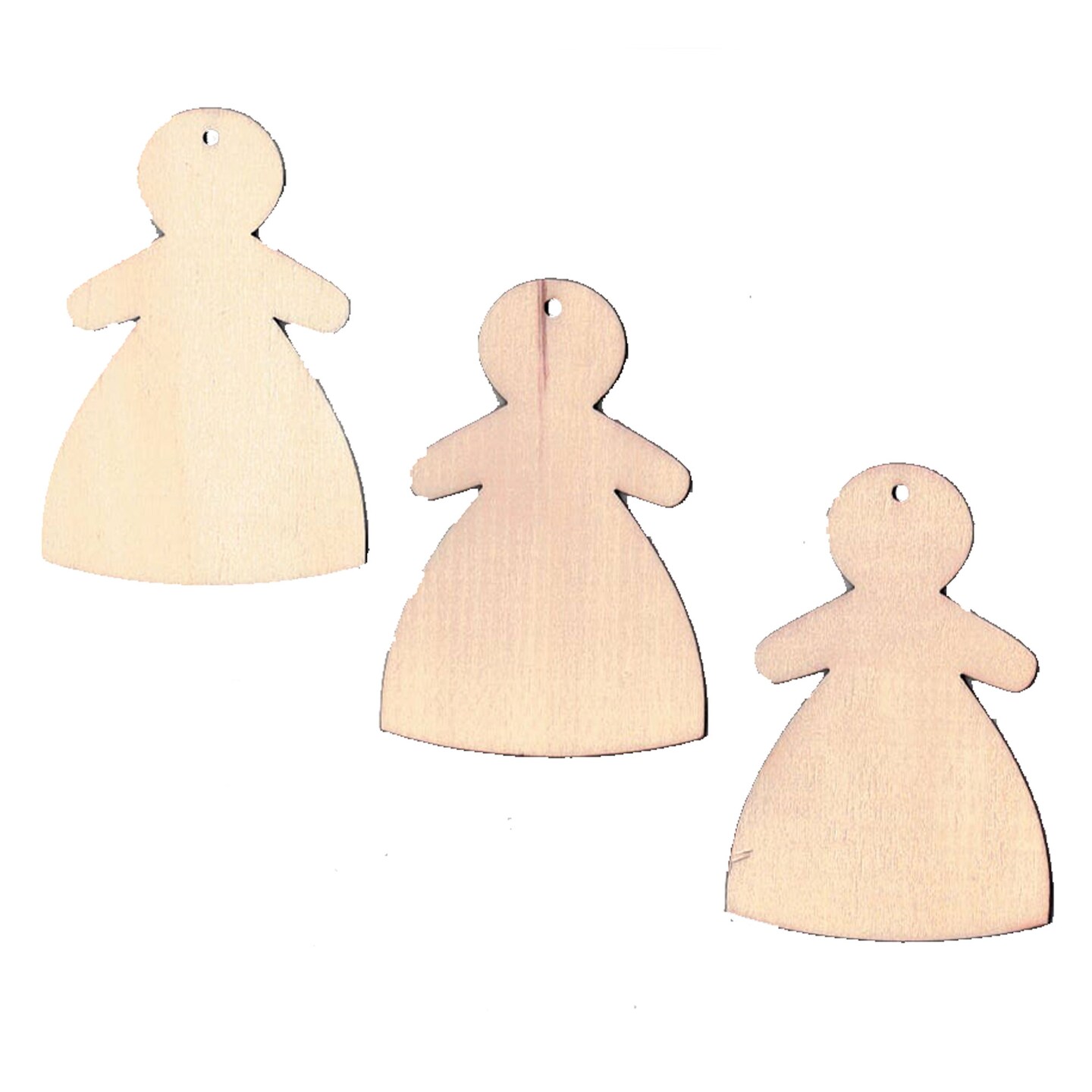 3 Women Unfinished Wooden Shapes Craft Cutouts DIY Unpainted 3D Plaques 4 Inches