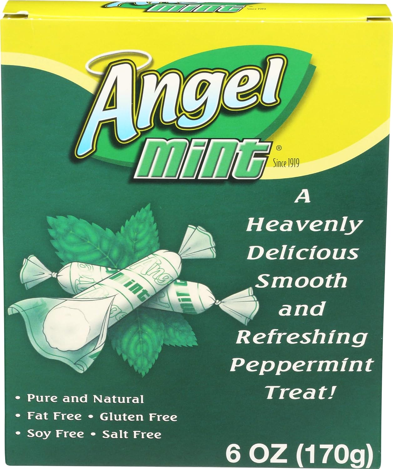 Angel Mints Original Peppermints, Individually Wrapped, All Natural, 6 oz Box