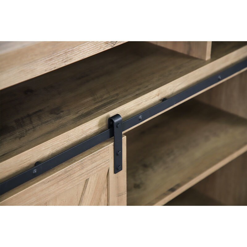 Rustic TV Stand with Sliding Barn Doors | Farmhouse Charm &#x26; Modern Functionality
