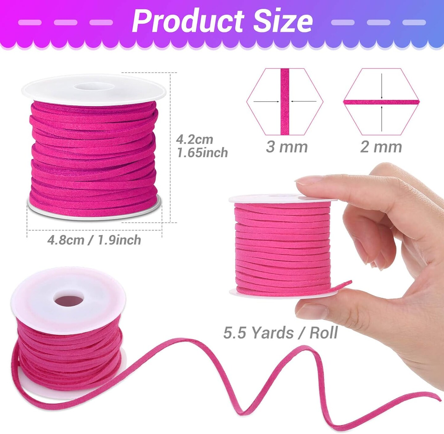 Suede Leather Cord, 25 Rolls Flat for Jewelry Making, Leather Strips &#x26; Laces for Dream Catcher Supplies DIY Crafts, Thread Velvet String for Necklace, Bracelet, Beading
