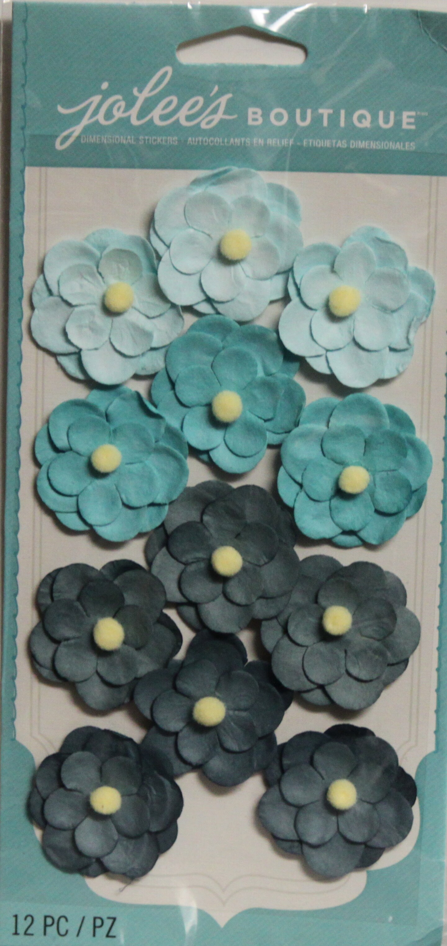 Jolee&#x27;s Boutique Teal Paper Flower Repeats Dimensional Stickers