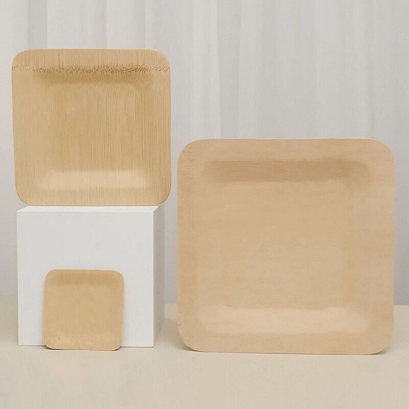 Natural Bamboo 4&#x22; x 4&#x22; Mini Square Plates