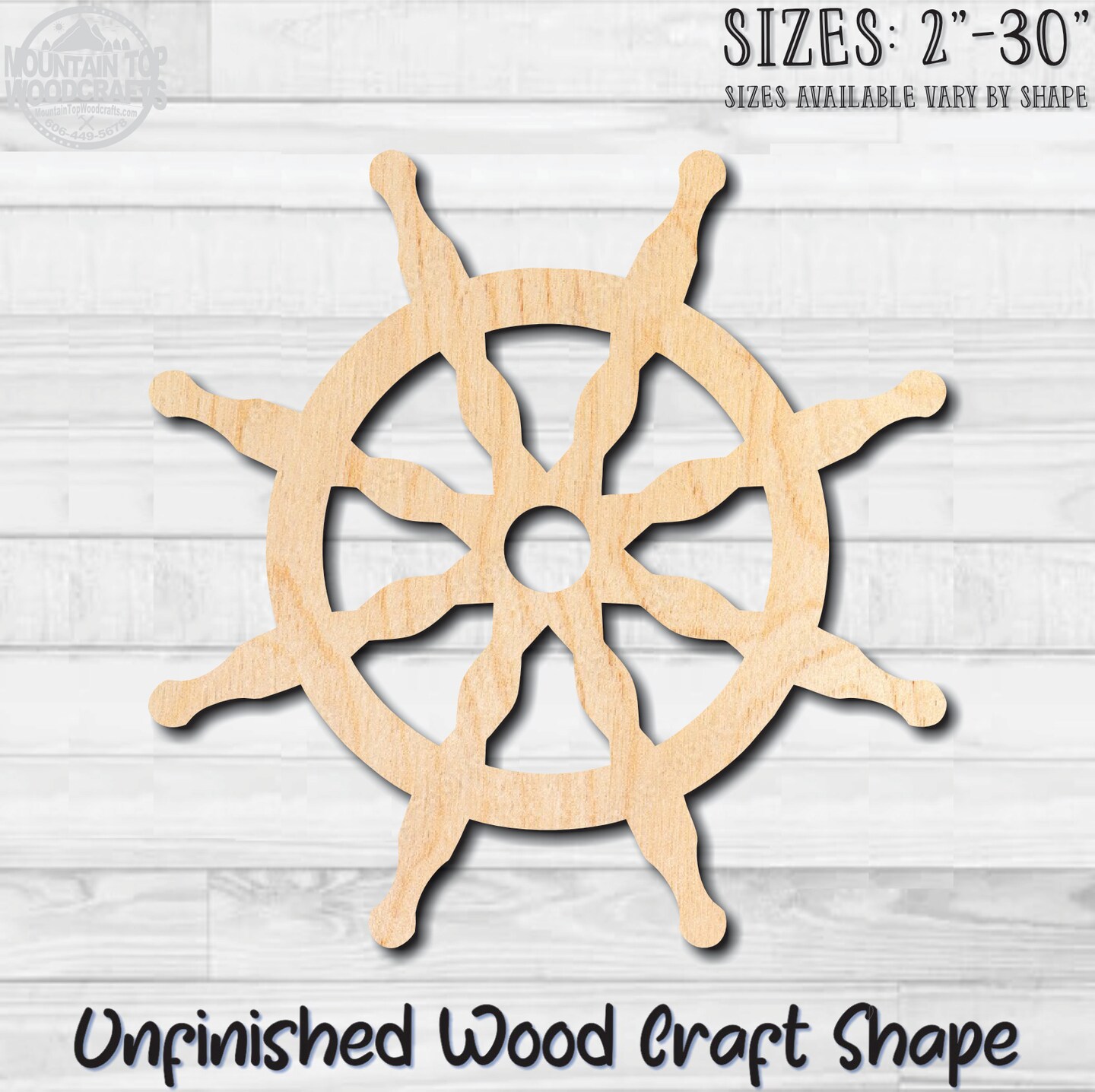 Ships Wheel Helm 1 Unfinished Wood Shape Blank Laser Engraved Cut Out ...