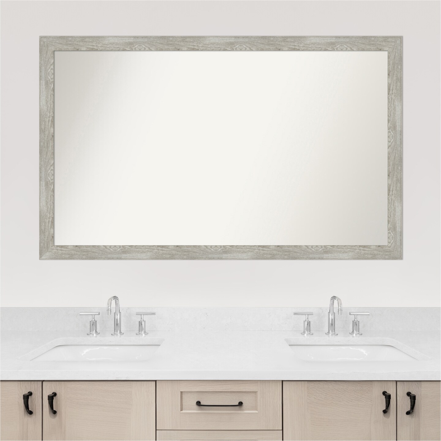 Dove Greywash Narrow Non-Beveled Custom Framed Bathroom Vanity Wall Mirror